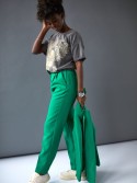 Elegant green cigarette pants with a crease SFMY16767 - Online store - Boutique